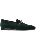Burberry Link Detail Velvet Loafers - Green