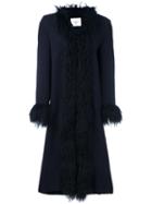 Dondup Shearling Lined Coat, Women's, Size: 46, Blue, Acetate/viscose/wool/lamb Fur