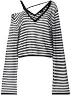 Ann Demeulemeester Cut Out Striped Sweater - Black