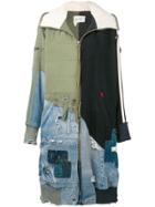 Greg Lauren Patchwork Zipped Up Coat - Green