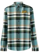 Kenzo Jumping Tiger Plaid Shirt - Blue