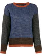 Phisique Du Role Panelled Houndstooth-pattern Jumper - Blue