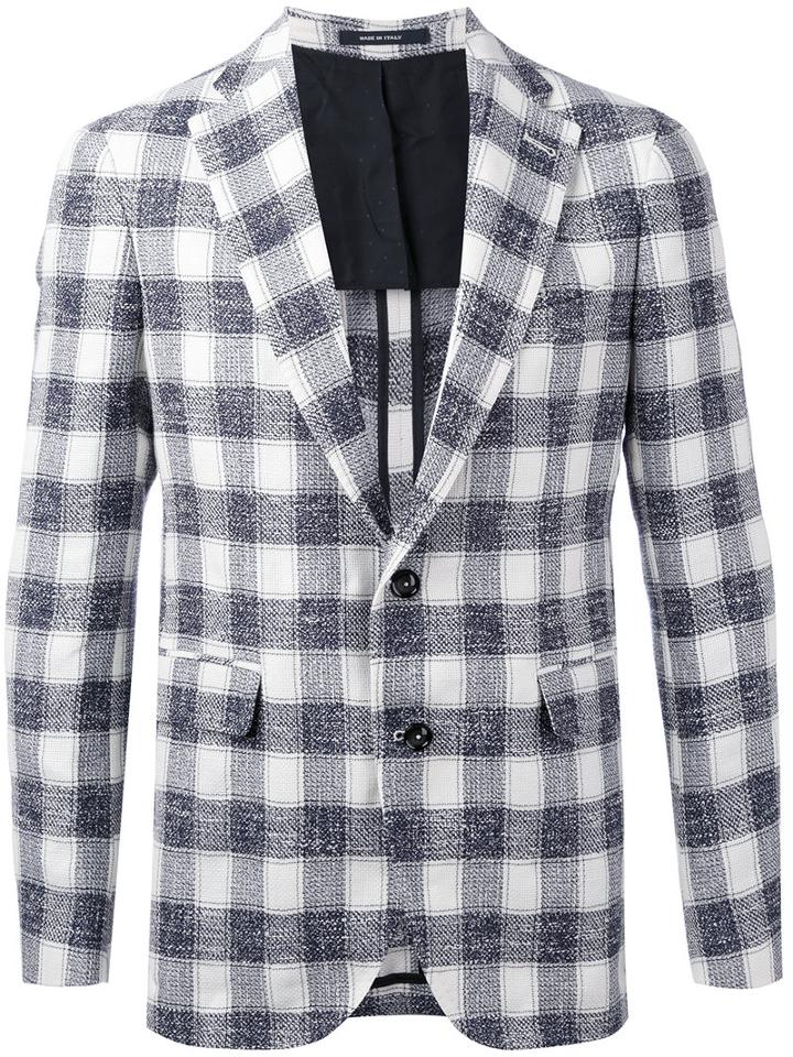 Plaid Blazer - Men - Cotton/linen/flax/acrylic/cupro - 50, Blue, Cotton/linen/flax/acrylic/cupro, Tagliatore