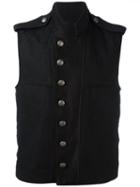 Ann Demeulemeester Military Waistcoat, Men's, Size: Large, Black, Hemp/linen/flax/cotton