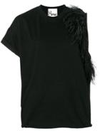 8pm Feather Detail T-shirt - Black
