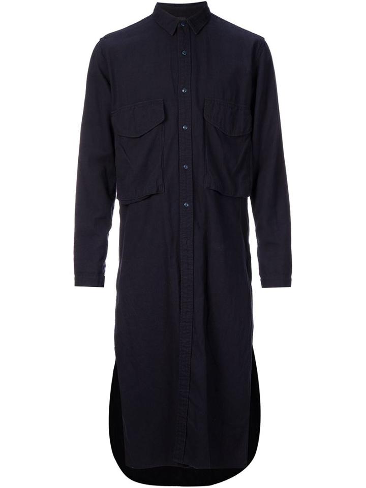 Mihara Yasuhiro Long Shirt, Men's, Size: 44, Blue, Cotton