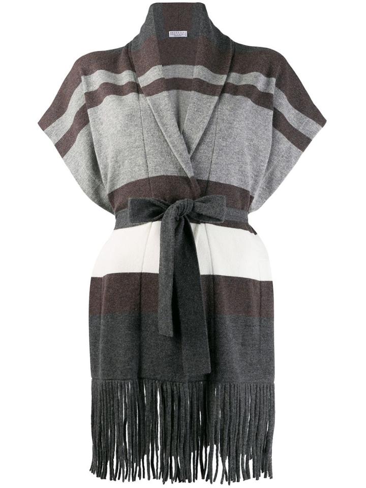 Brunello Cucinelli Fringed Cardigan - Grey