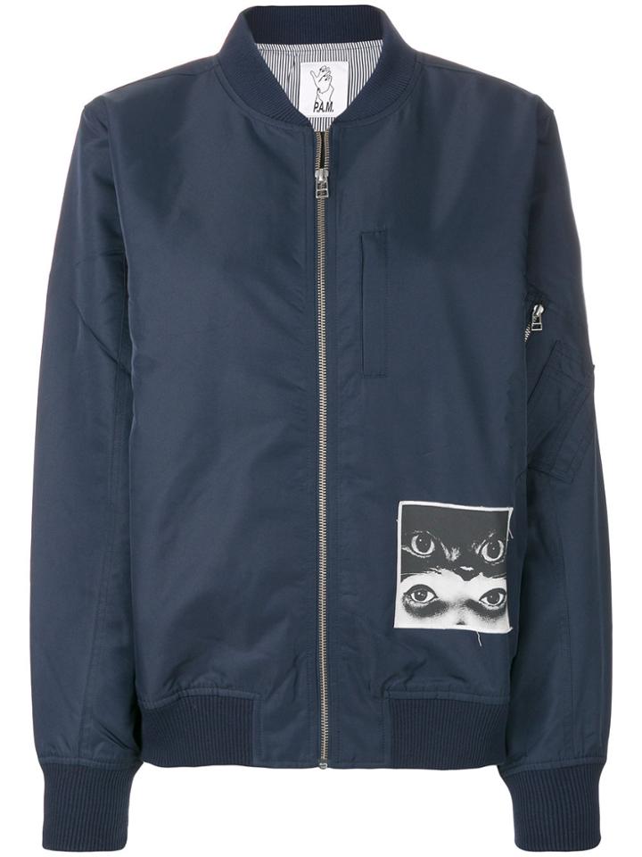Pam Perks And Mini Printed Bomber Jacket - Blue