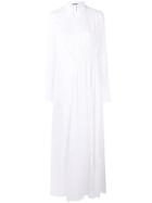 Jil Sander Pleated Flared Shirt Maxi Dress - White