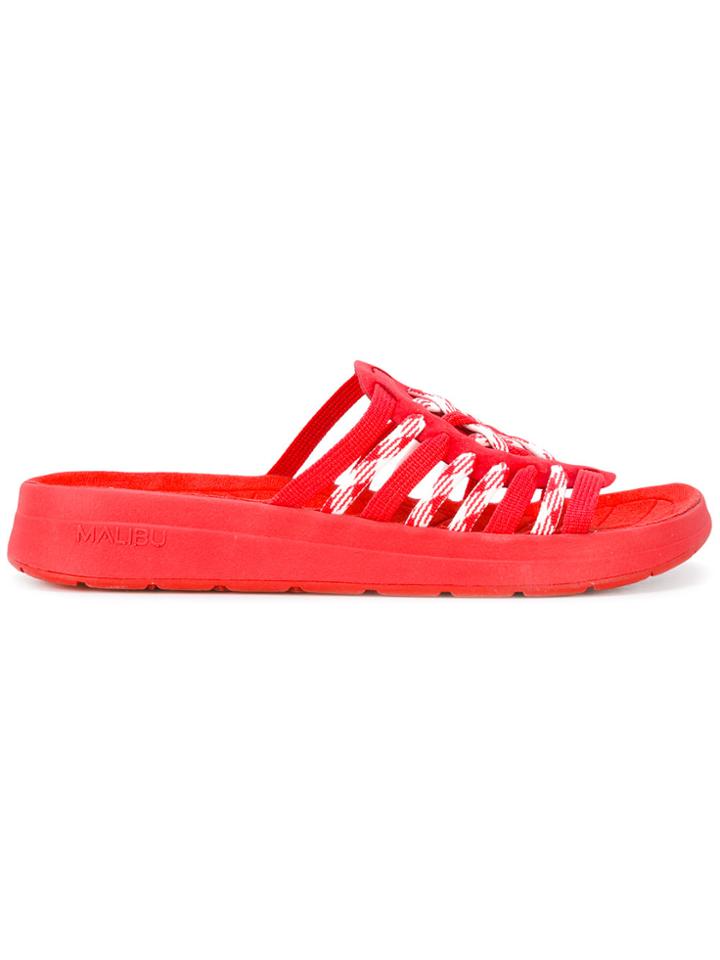 Missoni Missoni X Malibu Khaki Woven Slides - Red