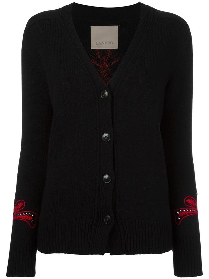 Laneus V-neck Cardigan, Women's, Size: 40, Black, Wool/polyamide/acetate/polyester