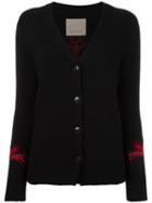 Laneus V-neck Cardigan, Women's, Size: 40, Black, Wool/polyamide/acetate/polyester