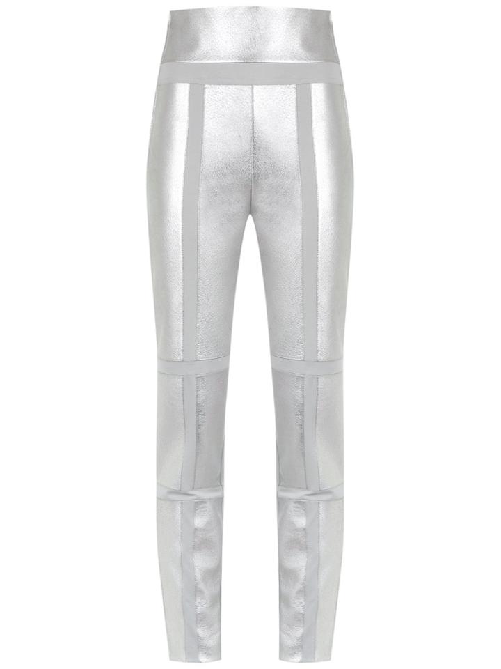 Gloria Coelho Leather Panels Trousers - Metallic