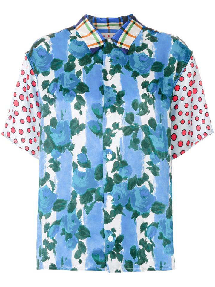 Marni Paneled Print Shirt - Blue