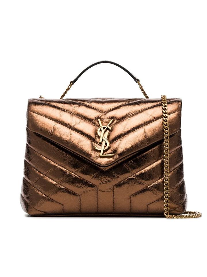 Saint Laurent Metallic Bronze Lou Lou Quilted Leather Shoulder Bag