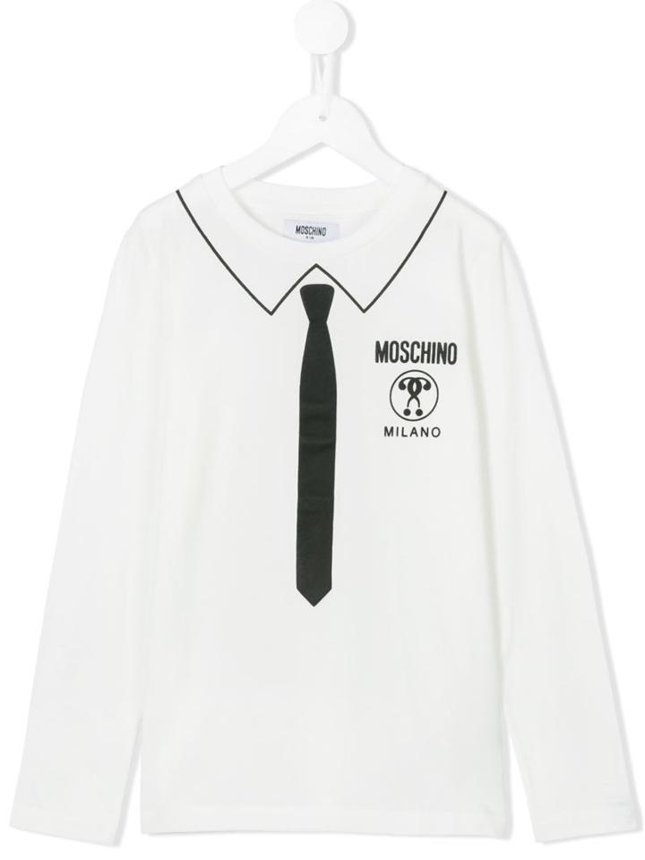 Moschino Kids Tie Collar Print Top