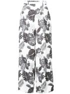 Loveless Leaves Printed Flared Trousers - White