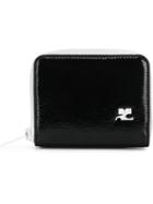 Courrèges Logo Print Zipped Wallet - Black