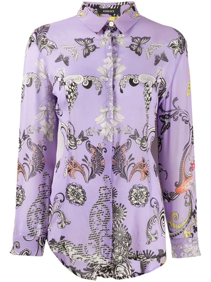 Versace Pre-owned Butterfly Print Shirt - Purple