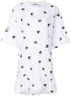 Mcq Alexander Mcqueen Swallow Print Oversized T-shirt Dress - White