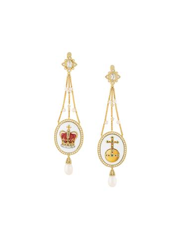Axenoff Jewellery Crown & Sovereign's Orb Drop Earrings - Metallic