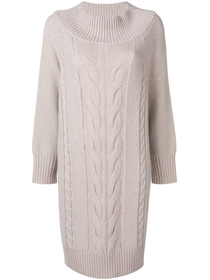 Lorena Antoniazzi Cable Knit Sweater Dress - Grey