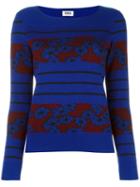 Sonia By Sonia Rykiel Flower Intarsia Jumper, Women's, Size: Medium, Blue, Acrylic/wool