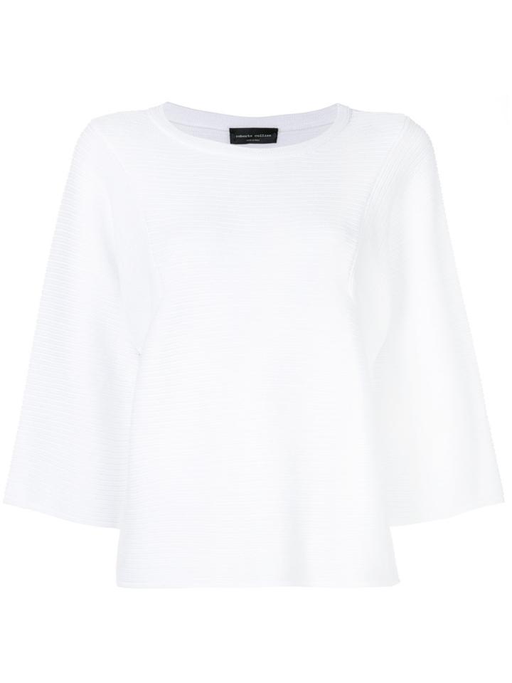 Roberto Collina 3/4 Sleeve Knitted Top - White