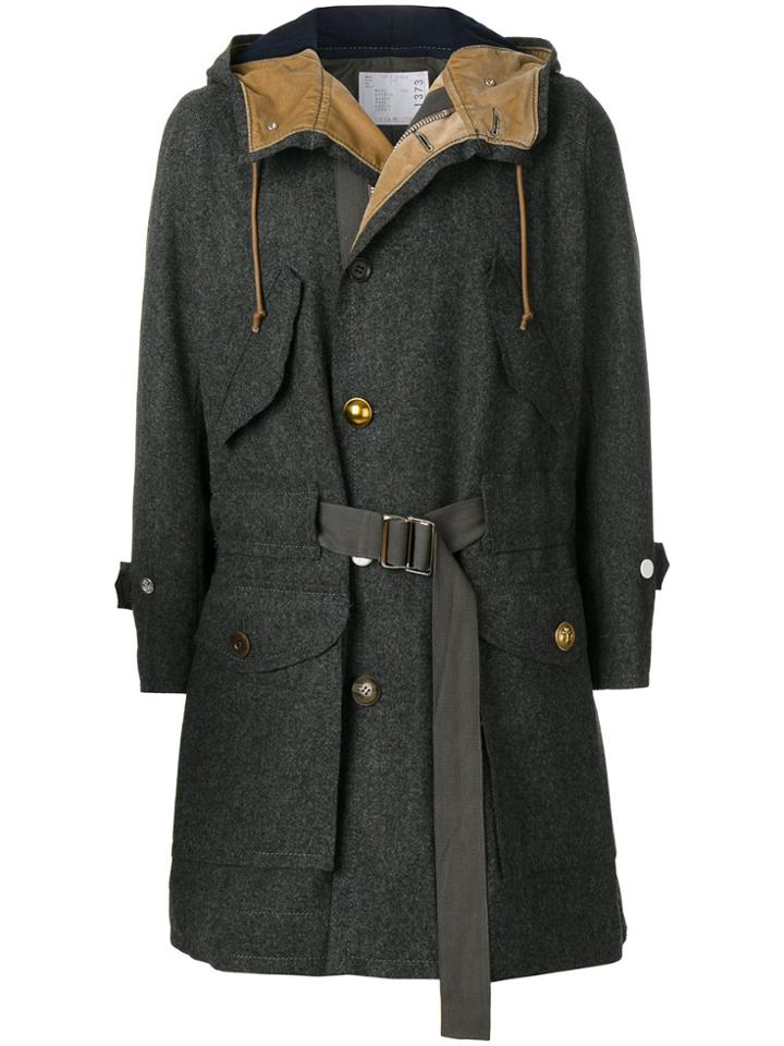 Sacai Belted Coat - Grey