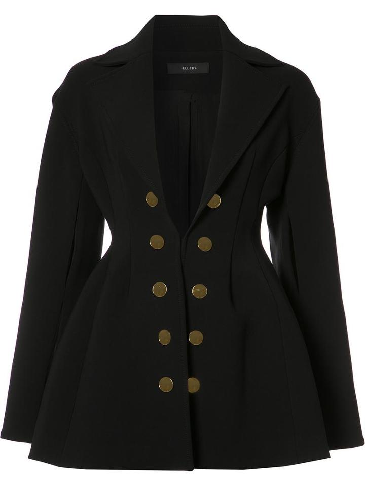 Ellery Double Breasted Blazer, Women's, Size: 4, Black, Polyester/polyurethane/silk
