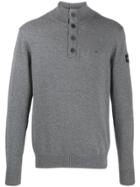 Calvin Klein Half Button Jumper - Grey