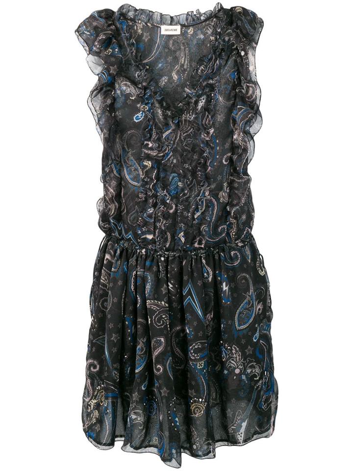 Zadig & Voltaire Paisley Print Ruffle Dress - Black