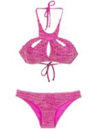 Amir Slama Cut Out Details Bikini Set - Pink