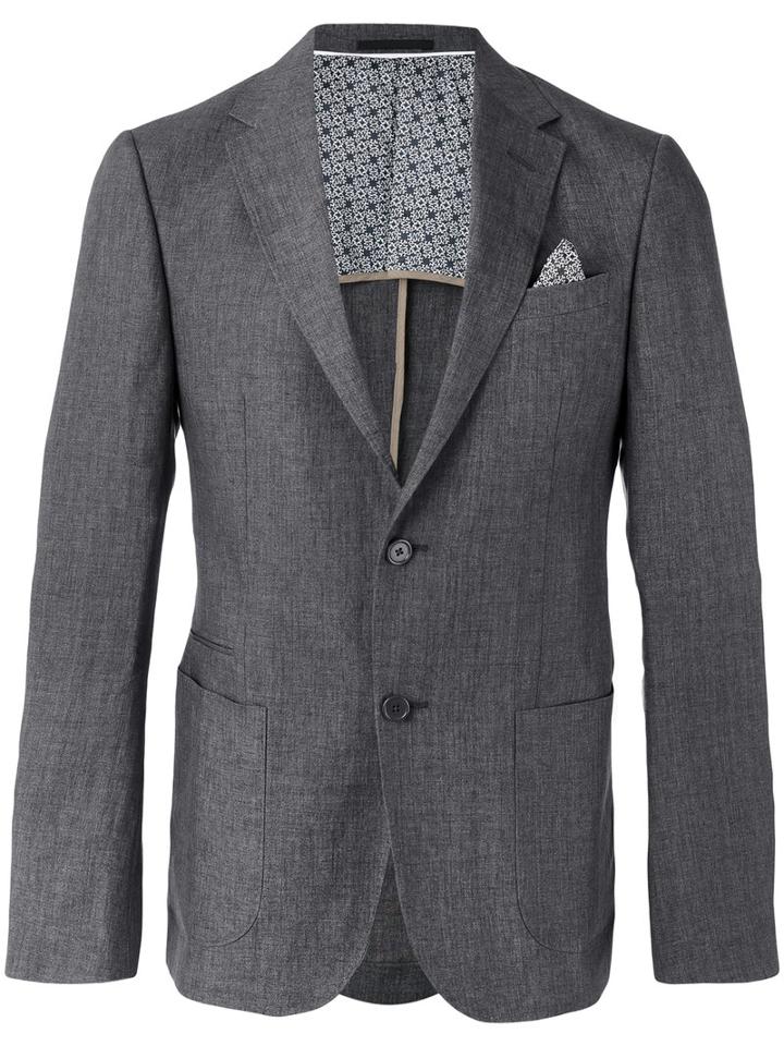 Z Zegna Front Pocket Blazer, Men's, Size: 56, Grey, Cotton/linen/flax