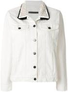 Simonetta Ravizza Pearl Collar Denim Jacket - White