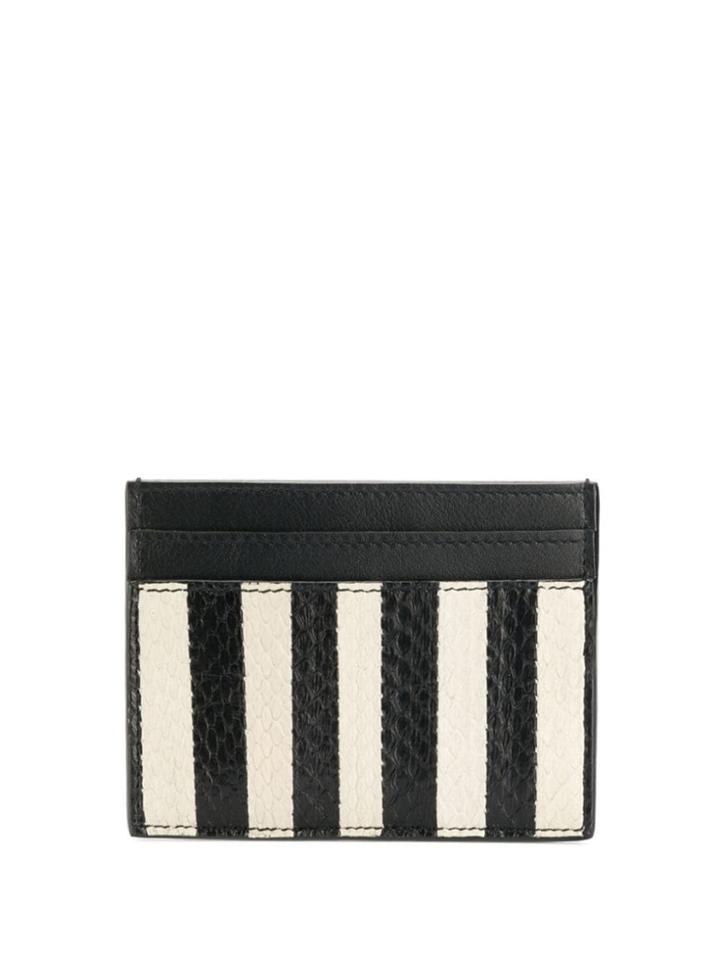 Saint Laurent Striped Card Holder - Black
