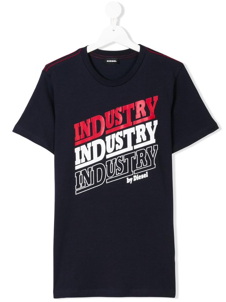 Diesel Kids Industry Print T-shirt - Blue