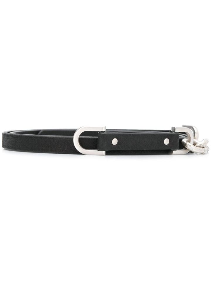 Rick Owens Embossed Logo Thin Belt - Black