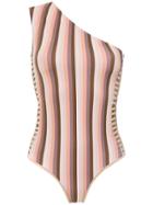 Amir Slama One Shoulder Swimsuit - Brown