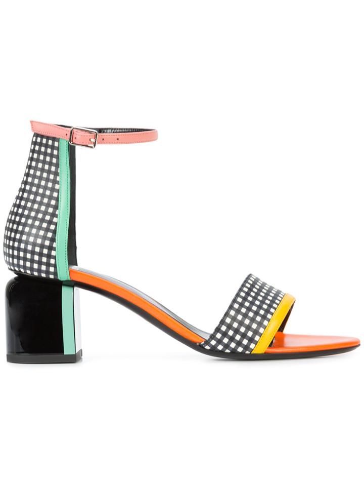 Pierre Hardy Block Heel Gingham Sandals - Multicolour