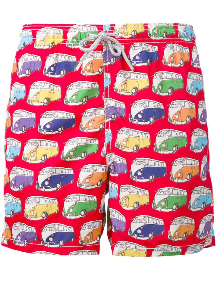 Mc2 Saint Barth - Printed Swim Shorts - Men - Polyamide/polyester/spandex/elastane - Xl, Red, Polyamide/polyester/spandex/elastane