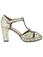 Chie Mihara Pearlescent Peep-toe Pumps - Green
