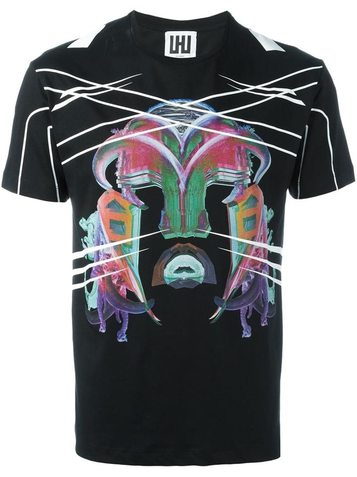 Les Hommes Urban 'warrior' Print T-shirt, Men's, Size: Small, Black, Cotton