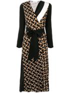 Dvf Diane Von Furstenberg Printed Belted Dress - Black