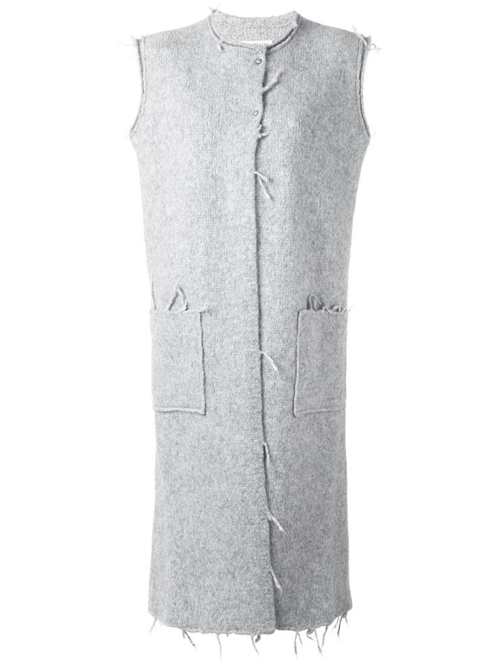 Maison Margiela Raw Edge Sleeveless Coat, Women's, Size: Xs, Grey, Polyamide/wool/alpaca