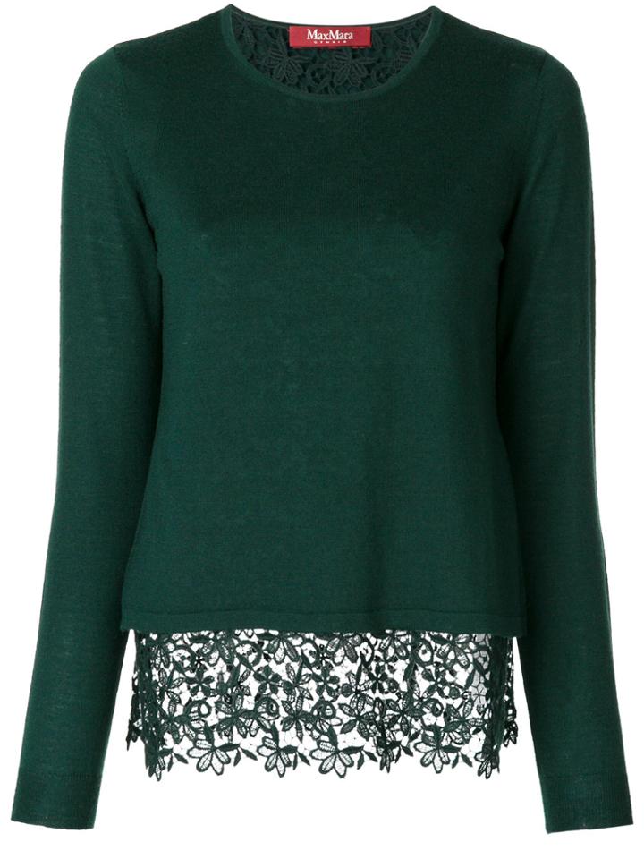 Max Mara Studio Lace Hem Jumper - Green