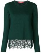 Max Mara Studio Lace Hem Jumper - Green