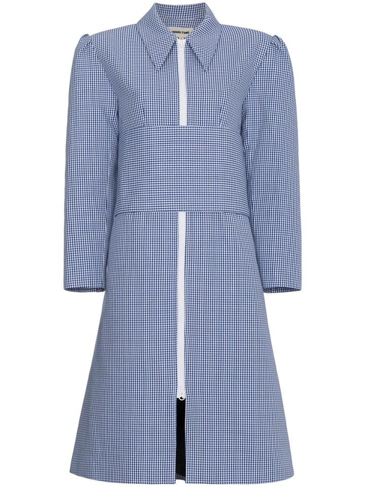 Shushu/tong Gingham Belted Coat - Blue