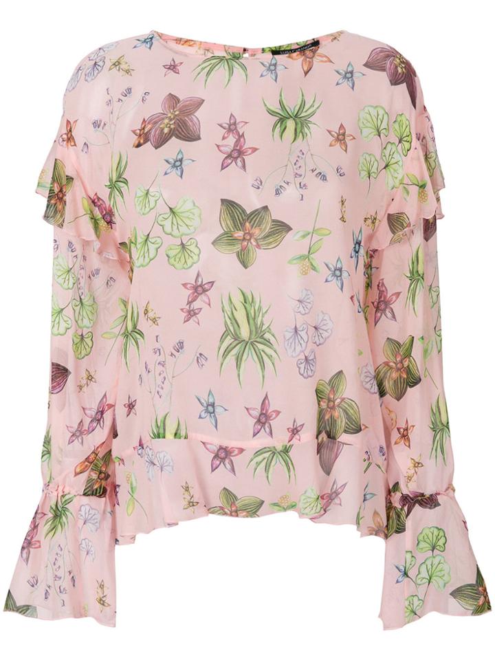 Luisa Cerano Floral Print Top - Pink & Purple