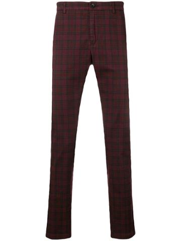 Department 5 Checked Slim-fit Trousers - Red